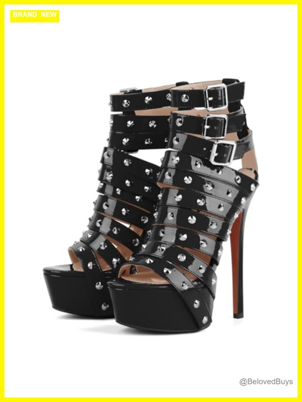 Studded Rivets Strappy Gladiator Stiletto High Heels Platform Sandals